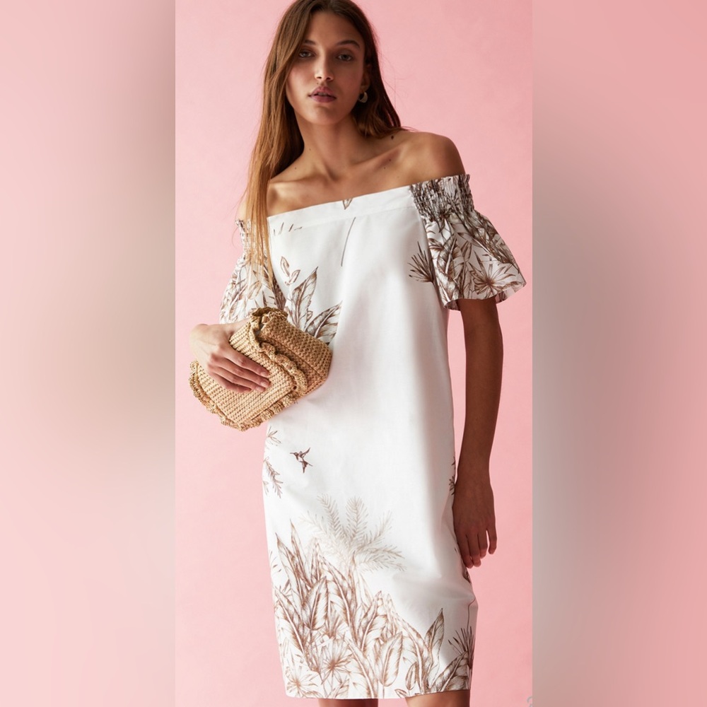 I Blues Botanical & Hummingbird Cotton Dress,Size-(US)-6